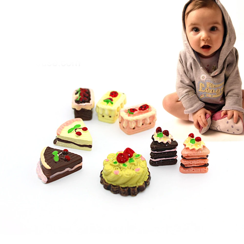 8 шт. мини смолы торт кукольная Миниатюрный Кукольный дом претендует торт аксессуары набор игрушек