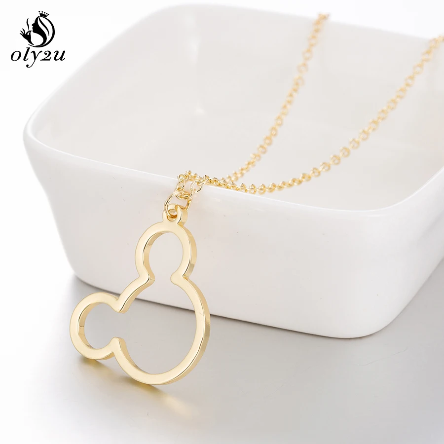 Oly2u Mouse Mickey Necklace Women Gold Pendant Necklaces Animal Mickey