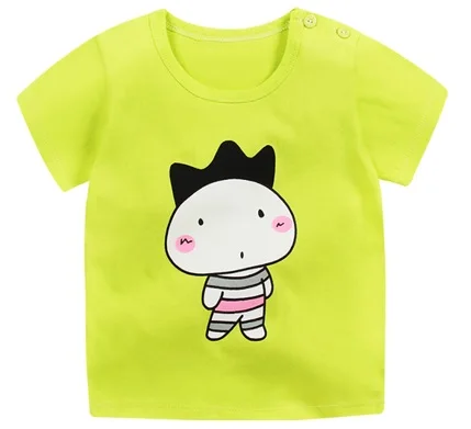 Летняя хлопковая одежда для маленьких мальчиков и девочек с принтом из мультфильма «космический корабль» Детские футболки с мультяшным принтом детские топы, футболки, От 6 месяцев до 7 лет - Цвет: Армейский зеленый