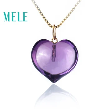 

10.65ct natural amethyst real 18K gold pendant for women and man,heart cut trendy and simple fine jewelry,best gift for lovers