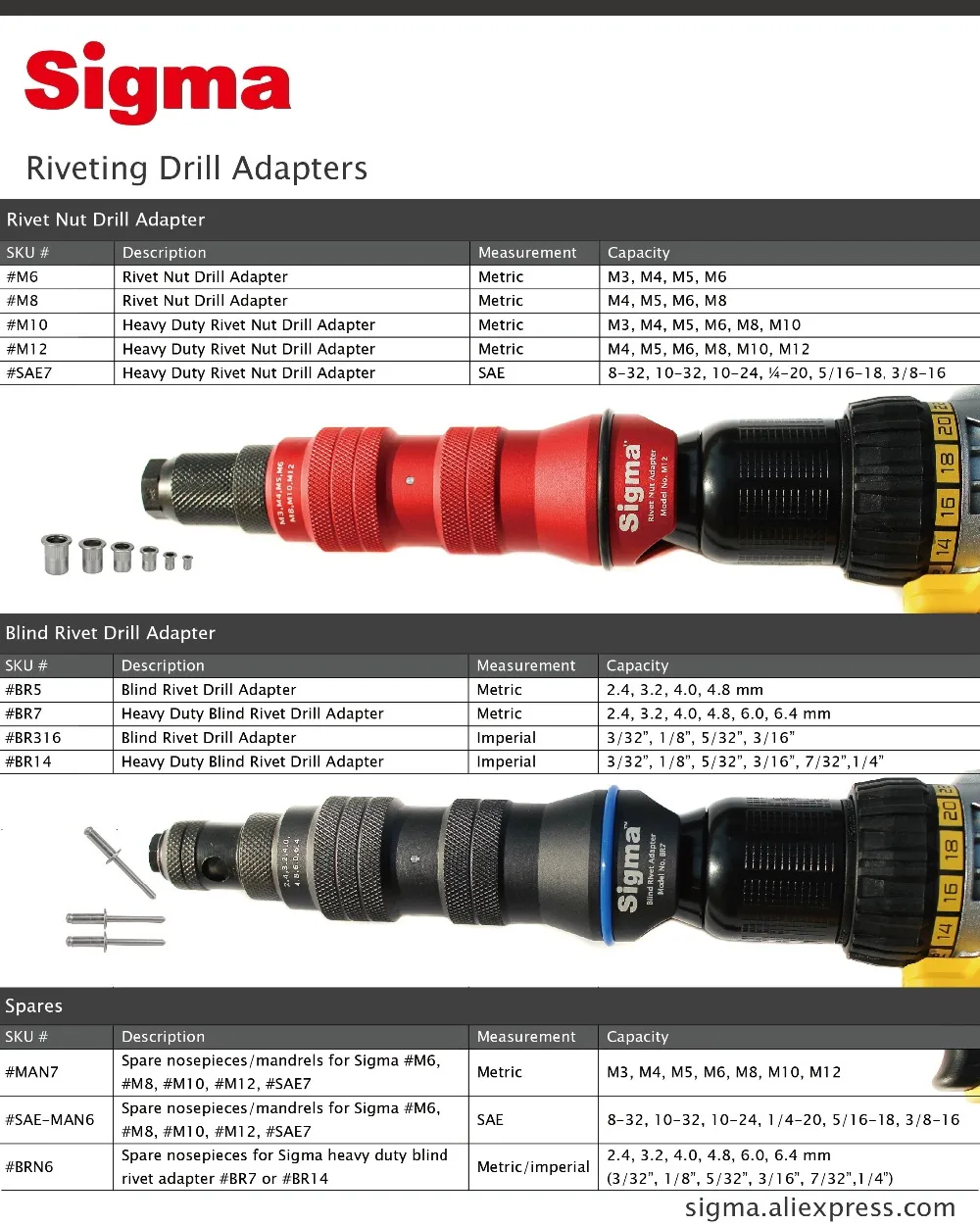 Sigma # M10 тяжелых резьбовых заклепки гайки сверла адаптер беспроводной или электрический Электроинструмент альтернативных воздуха заклепки