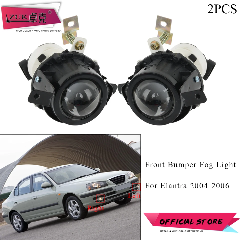 

ZUK 2PCS Left + Right Side Front Bumper Fog Light Fog Lamp Daytime Running Anti-Fog Light For Hyundai Elantra 2004 2005 2006