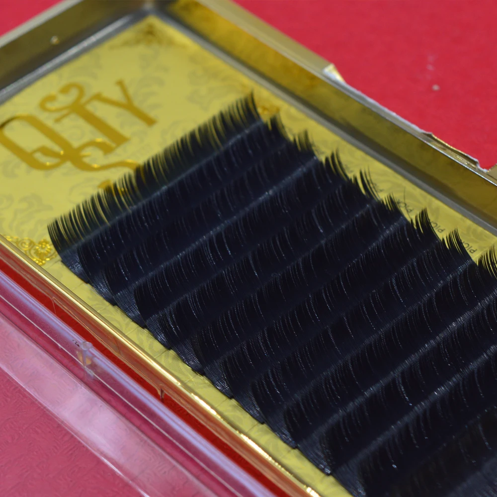 QSTY Silk Individual False eyelashes Mink Ellipse Flat Eye Lashes Extension 3D Natural Eyelashes 0 15 2