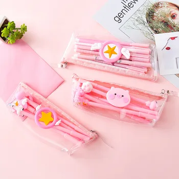 

Cute cartoon neutral pen bag creative girl simple transparent neutral pen bag