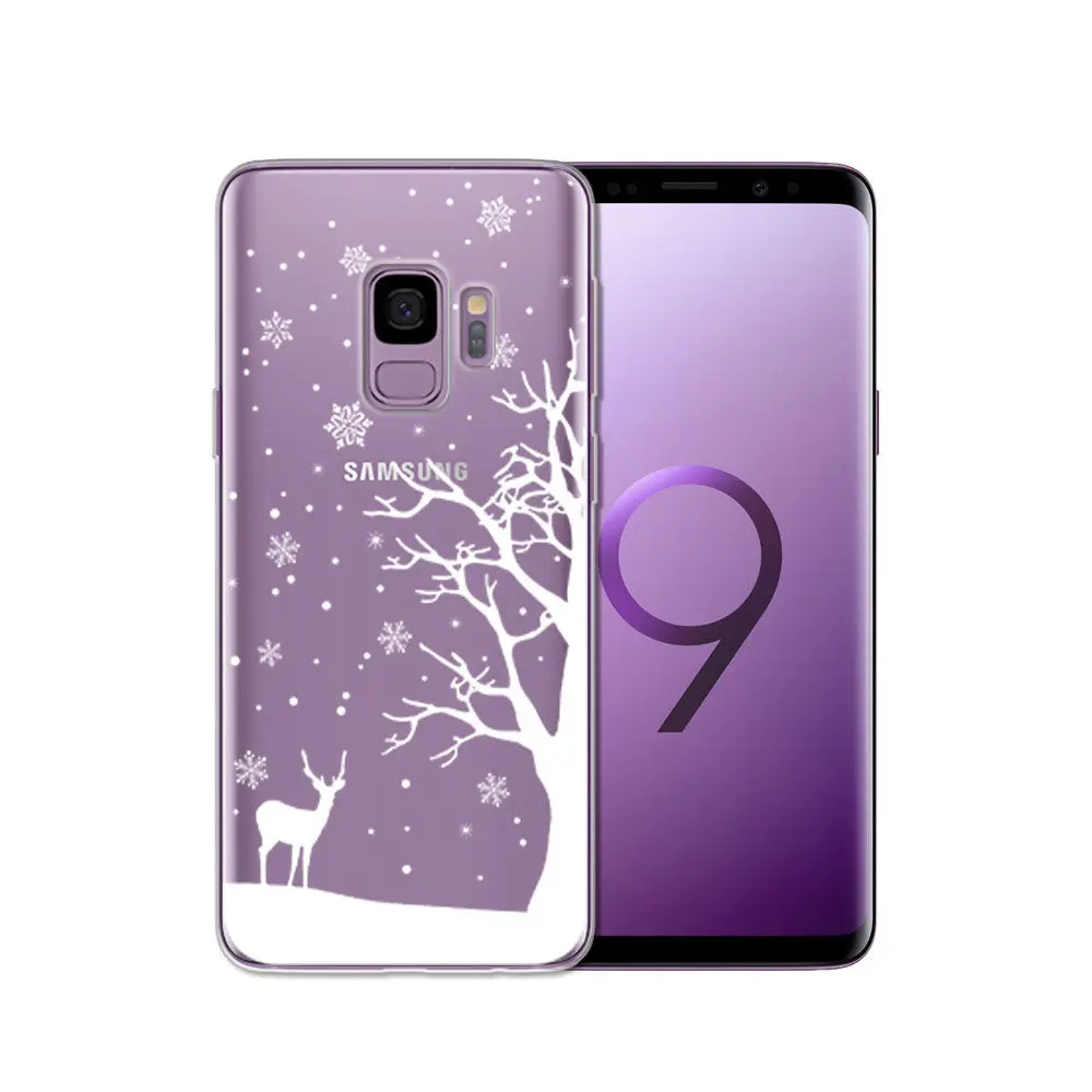 Santa Reindeer Christmas Patterned Clear Slim Soft Case Cover For Samsung S9 S8 S7 Edge Note 9 Note 8 S8 Plus TPU Phone Coque    (20)