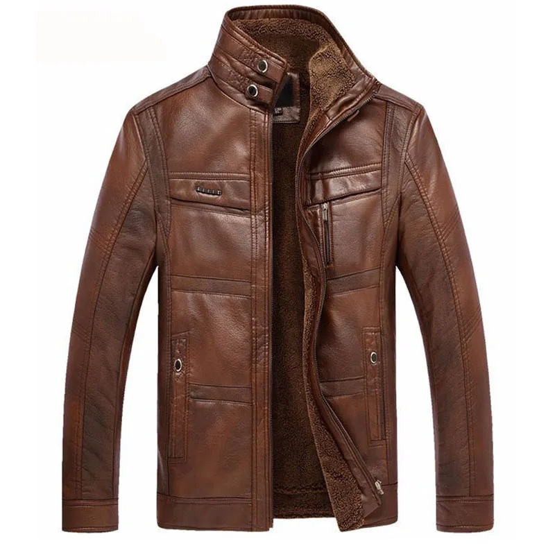 سميكة الشتاء سترة جلدية الرجال معاطف 2019 عالية الجودة الرجال الأعمال فو الفراء الصوف بو سترات من الجلد Chaqueta كويرو هومبر