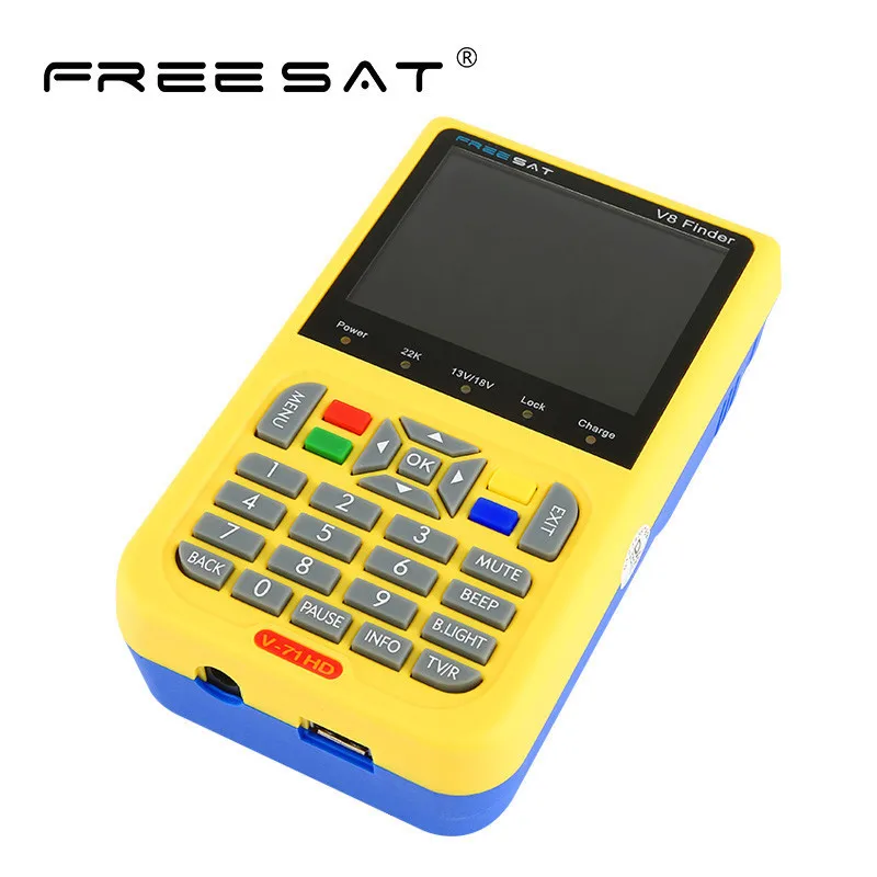 

FREESAT V8 Finder Satellite signal Finder V-71 HD DVB-S2 MPEG-2/MPEG-4 FTA Digital Satellite meter 3.5 inch LCD Display