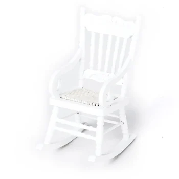 

1/12 Miniature Wooden Rocking Chair Model (White)