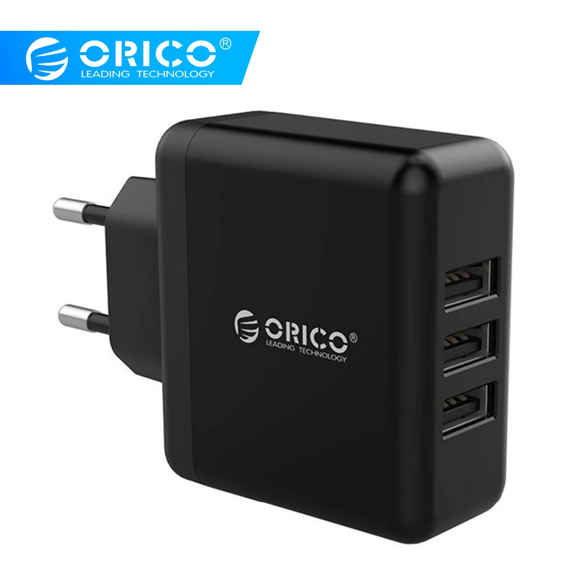 ORICO 3-ميناء الهاتف المحمول شاحن 5V2. 4A 15 W USB شاحن السفر المحمولة الذكية محول حائط الاتحاد الأوروبي التوصيل الأسود/الأبيض