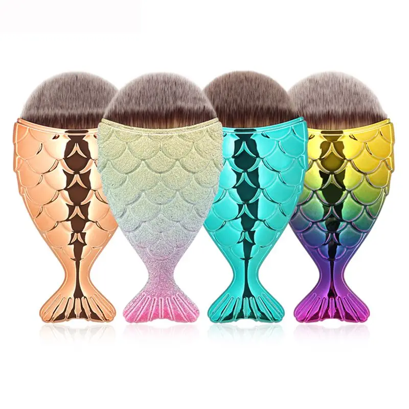 

2017 New Makeup Brush Single Fat Head Fish Pink Yellow Gradient Round Makeup Brush Size 10.3*5.6*2