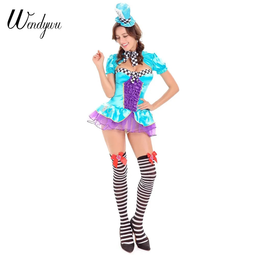 Wendywu Fashion Sexy Strapless Mini Dress Women Games Roleplay Costumes