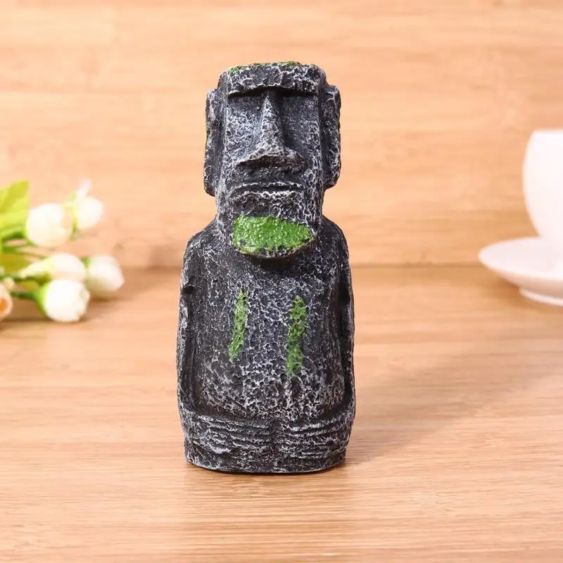 

Fish Tank Landscaping Artificial Easter Island Statue Portraits Decoration Underwater Landscaping Craft Ornaments For Fish Tank