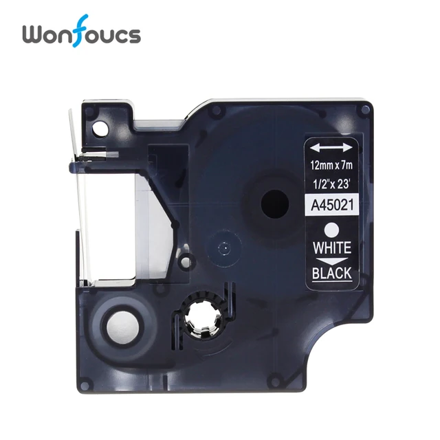 Best Price 1 Piece Compatible Dymo D1 Tapes 45021 White On Black 12mm Label Tape Standard Laminated Printer Ribbons For DYMO Label Makers Best Price 1 Piece Compatible Dymo D1 Tapes 45021 White On Black 12mm Label Tape Standard Laminated Printer Ribbons For DYMO Label Makers