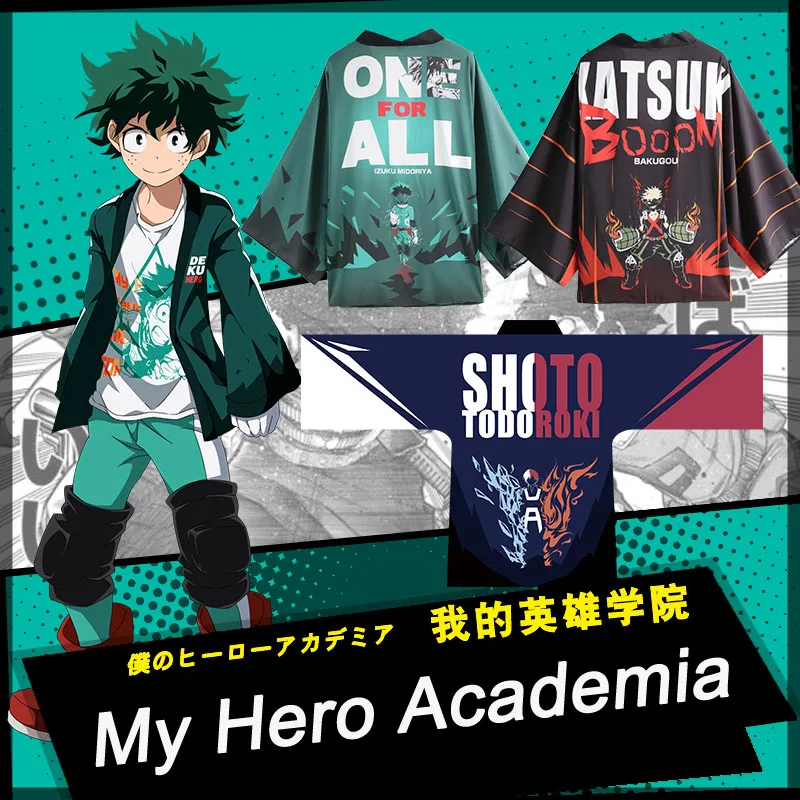 Мой герой Academia плащ юката Косплей Костюм Boku No Hero Bakugo Katsuki Todoroki Shoto Midoriya Izuku кимоно