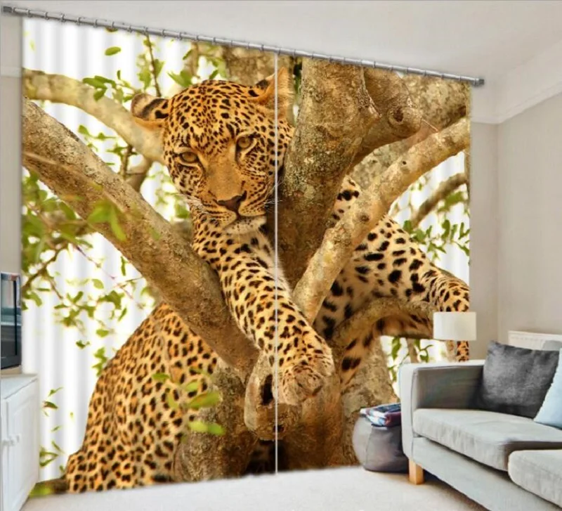 Tigre Leopardo de lujo apagón 3D Cortina de la ventana de la habitación niños dormitorio cortinas Cortina Rideaux de tamaño personalizado funda de almohada