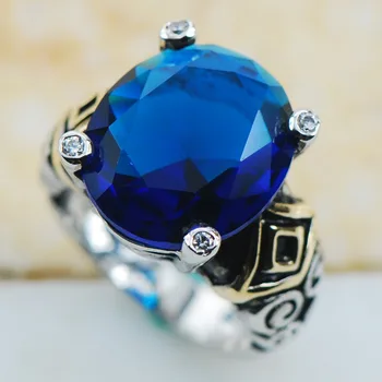 

Blue Crystal Zircon 925 Sterling Silver Top Quality Fancy Jewelry wedding Ring Size 6 7 8 9 10 F1187