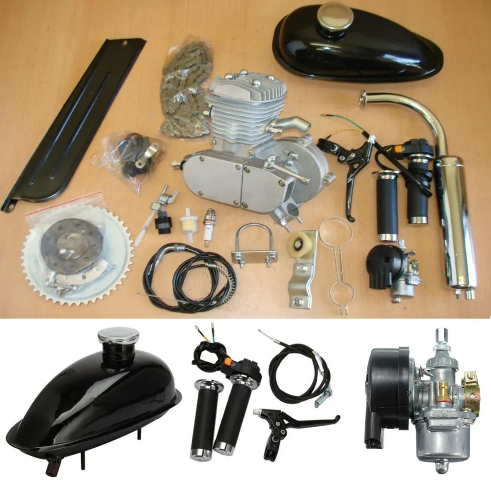 

80cc 2 Stroke Sliver Cycle Motor Muffler Motorized Bicycle Bike Engine Kit Set