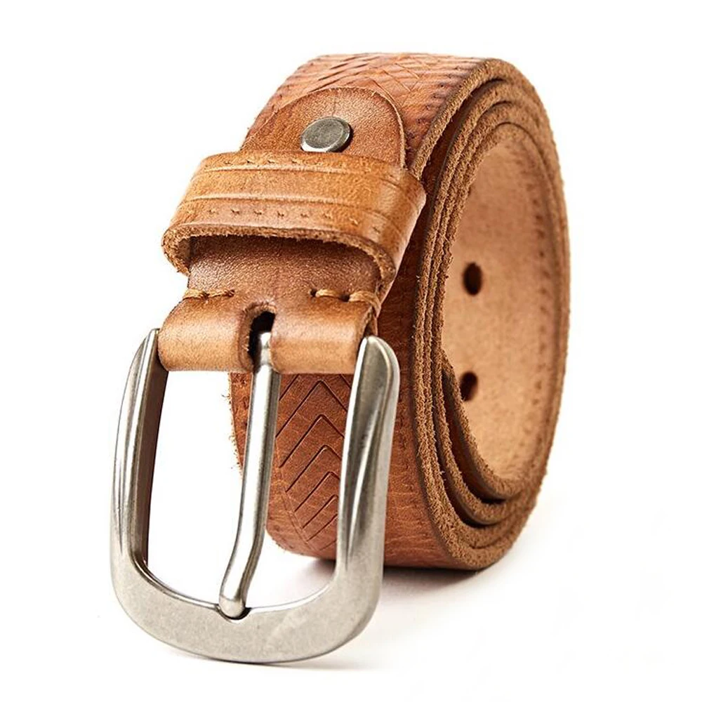 Mens Genuine Real Leather Smooth Girdle Buckle Waistband Waist Band Belt Strap
