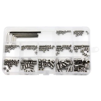 

240pcs Stainless Steel Hex Socket Set Screw Grub Screws Cup Point Assortment Kit M3-M8 With 5pcs Wrench