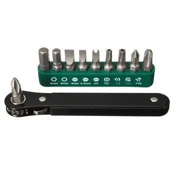 

10 in 1 Mini Right Angle Offset Hand Ratchet Bits Screwdriver Ratcheting DIY Kit