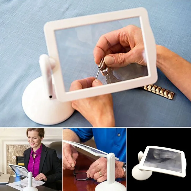 

New 1pc 19.5*14.5*15cm Adjustable LED Screen Page Magnifier Brighter Reading Viewer Screen Hands-Free With Light In White @P