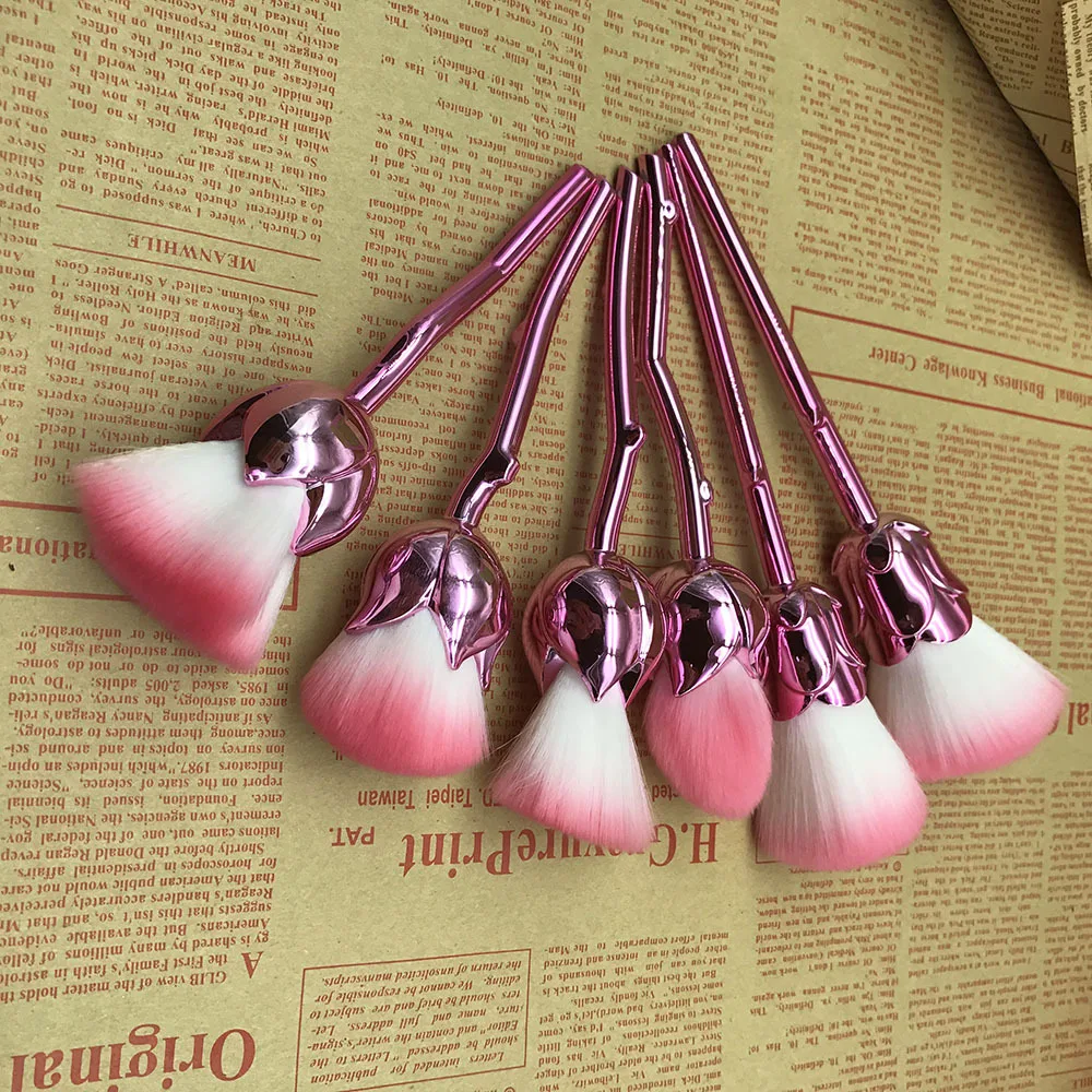 

Professional Pro Lady 6Pcs Makeup Brushes Sets Rose Flower Shaped Plastics Handle Powder Foundation Brush Kits Beauty Tools