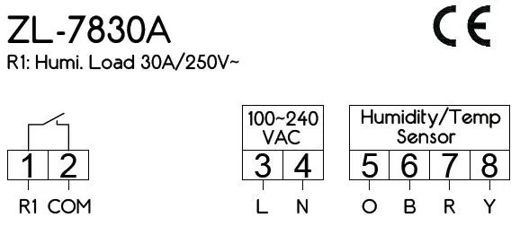 ZL-7830A, 30A реле, 100-240Vac, цифровой, регулятор влажности, гигростат, Lilytech