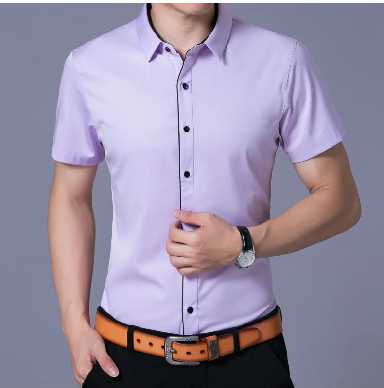 LONGHONGYU 2018 новый бренд новый стиль досуг модные мужские рубашки с коротким рукавом мужские рубашки высокого качества мужские рубашки