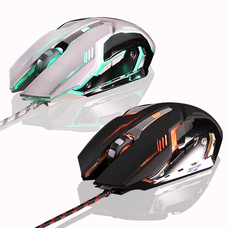 

Professional Wired Gaming Mouse Mute Silent USB Cable 3200DPI 6 Buttons 4Color Light Gamer Mice for PC Computer Desktop Laptop
