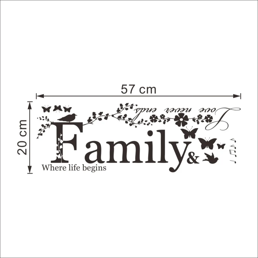 Aliexpress Buy Family Love Never Ends Quote vinyl Wall Decal Wall Lettering Art Words Wall Sticker Home Decor Wedding Decoration from Reliable