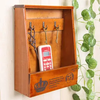 

Wood Storage Box Wooden Shelf Display Holder Wall Hanging Decoration Key Locker House Racks Decoration