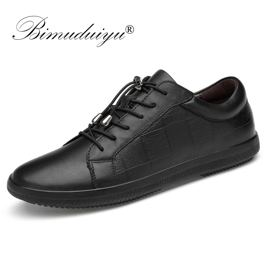 Bimuduiyu Brand Genuine Leather Men Shoes Lace Up Breathable Soft Autumn Casual Flats Simple Black Style Fashion Sneakers huismerk kopen in de aanbieding Bimuduiyu Brand Genuine Leather Men Shoes Lace Up Breathable Soft Autumn Casual Flats Simple Black Style Fashion Sneakers huismerk kopen in de aanbieding