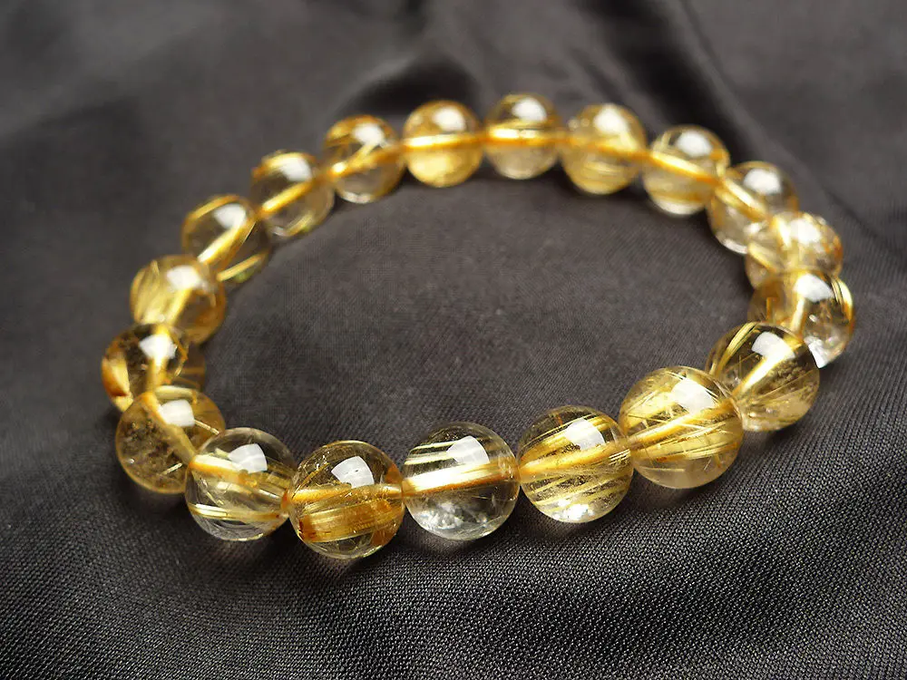 

Hot sale new Style >>>>>>Jewelry Natural Gold Rutilated Quartz Translucent Beads Men Bracelet AAAA 11 mm
