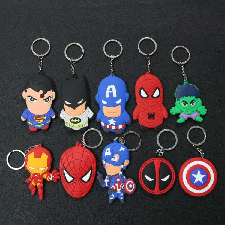 

2019 New Anime Cartoon Key Cover cute Garfield Owl The avengers alliance hero Keychain Silicone Holder key Ring cat cap chain
