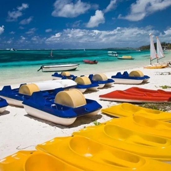 Mauritius  Belle Mare  watercraft for rent Poster Print by Walter Bibikow (25 x 38)