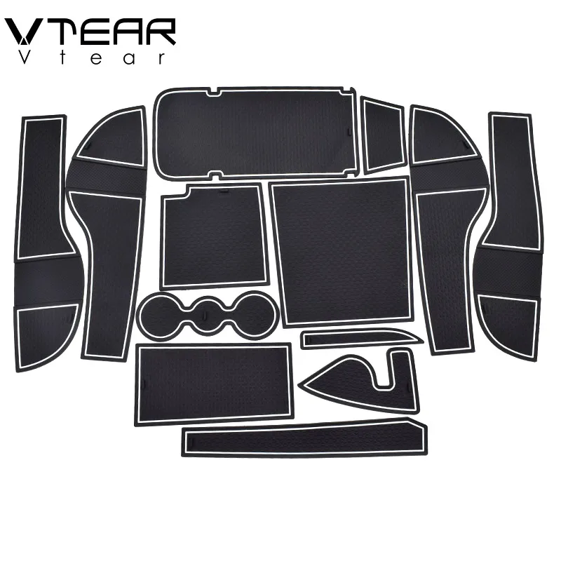 

Vtear For Skoda Kodiaq door groove mat car anti-slip cup slot mats car-styling pad interior hole cushion accessories parts 17-19