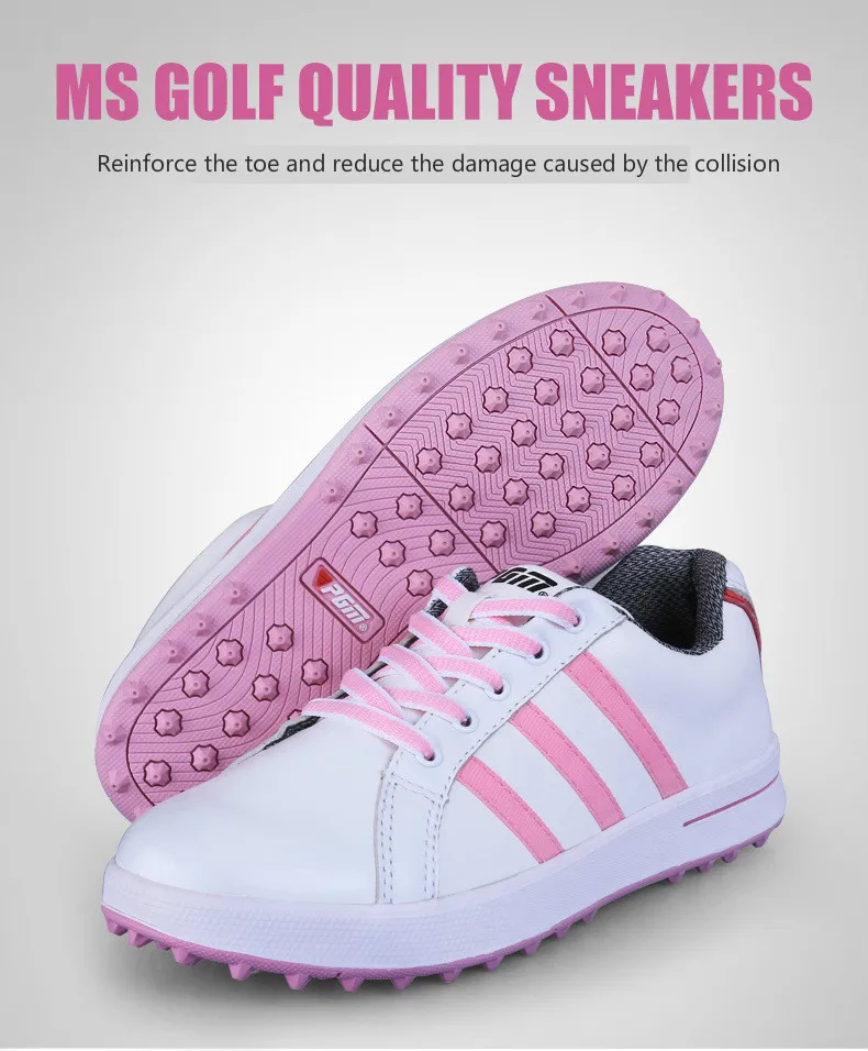 PGM для женщин из микрофибры кожаная обувь для гольфа нескользящая подошва-устойчивые кроссовки для гольфа женский Водонепроницаемый дышащие без ногтей Гольф обувь