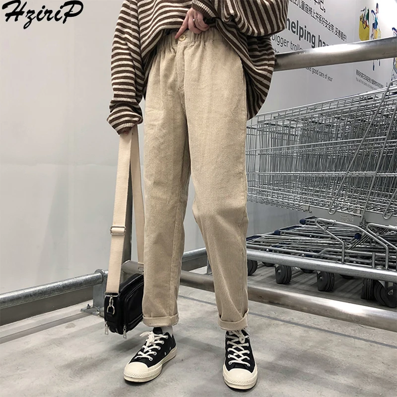 

HziriP 2019 New Stylish Loose Comfortable Casual Fashion Retro Simple Wild Women Female Pants Autumn Solid Ladies Preppy Style