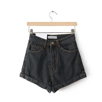 

2019 Vintage Denim Shorts Women High-Waist Rolled Hem Denim Shorts Street Wear Girls Sexy Cuff Plus Size Jeans Shorts