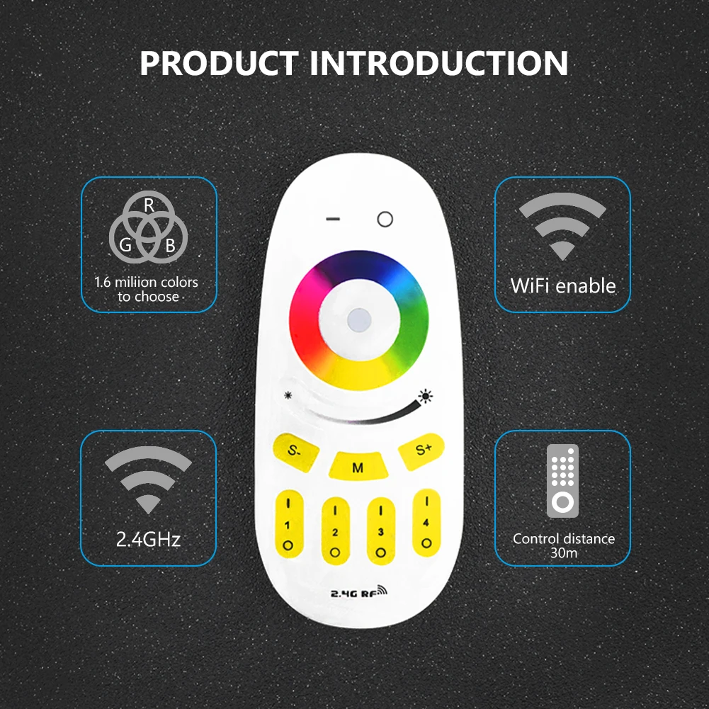 

YCDC Pro RGB Remote Control LED Strip Touch Screen Dimmer 2.4G RF Wireless Remote + 1 RGBW Controller