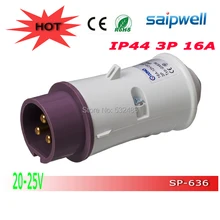 30% стоимость доставки! Горячая Распродажа 20-алюминиевая крышка, 25В 16A IP44 3 P+ E EN/IEC 60309-2 промышленная вилка низкого напряжения