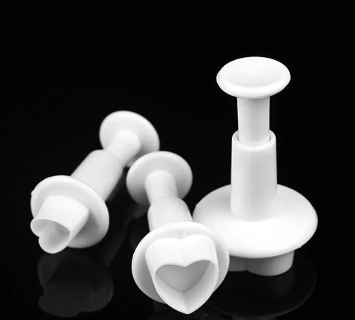 3 шт./компл. в форме сердца Плунжер резак Торт помадка sugarcraft украшения инструменты торт подставка для пресс-формы печенья резак, 100 компл./лот