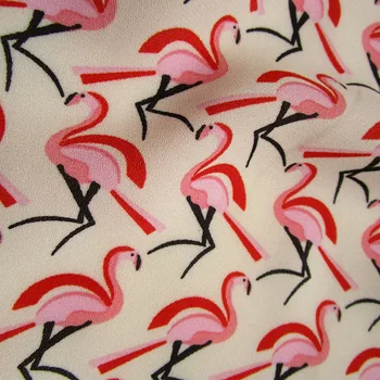 

INS HOT french printing flamingo chiffon fabric women fashion casual skirts shirt blouse sewing fabric home living curtain cloth