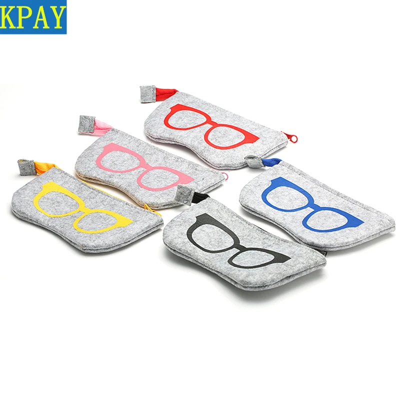

2019 Eye Glasses Sunglasses felt Zipper Case Pouch Box Storage Protector Eyewear Accessories Fun pattern sunglasses storage bag