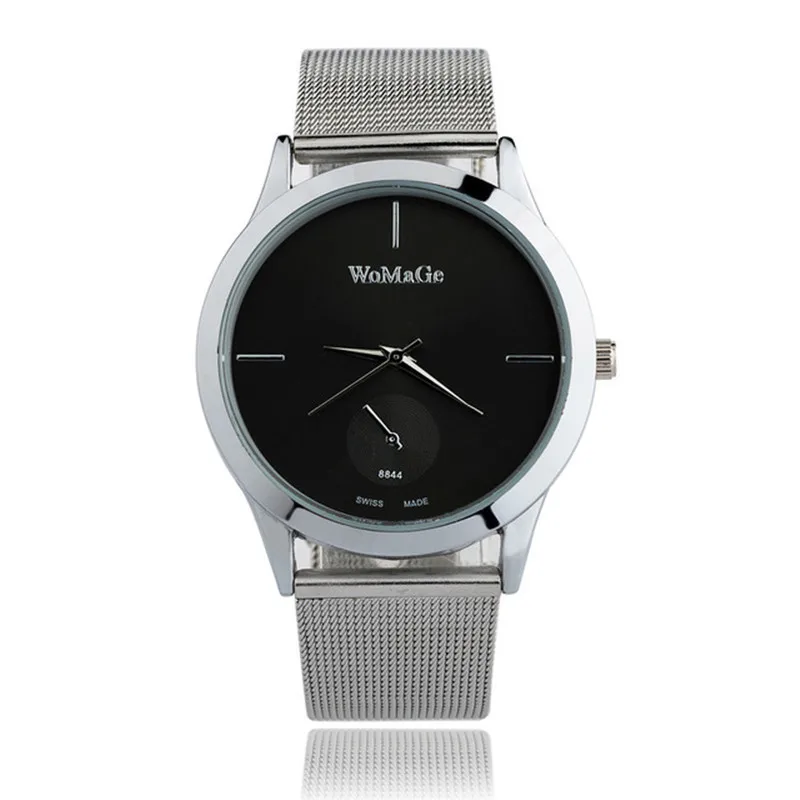 Лидер продаж женские часы высокого качества женские кварцевые наручные часы Роскошные ультра тонкие часы из нержавеющей стали Relogio Feminino - Цвет: silver-black