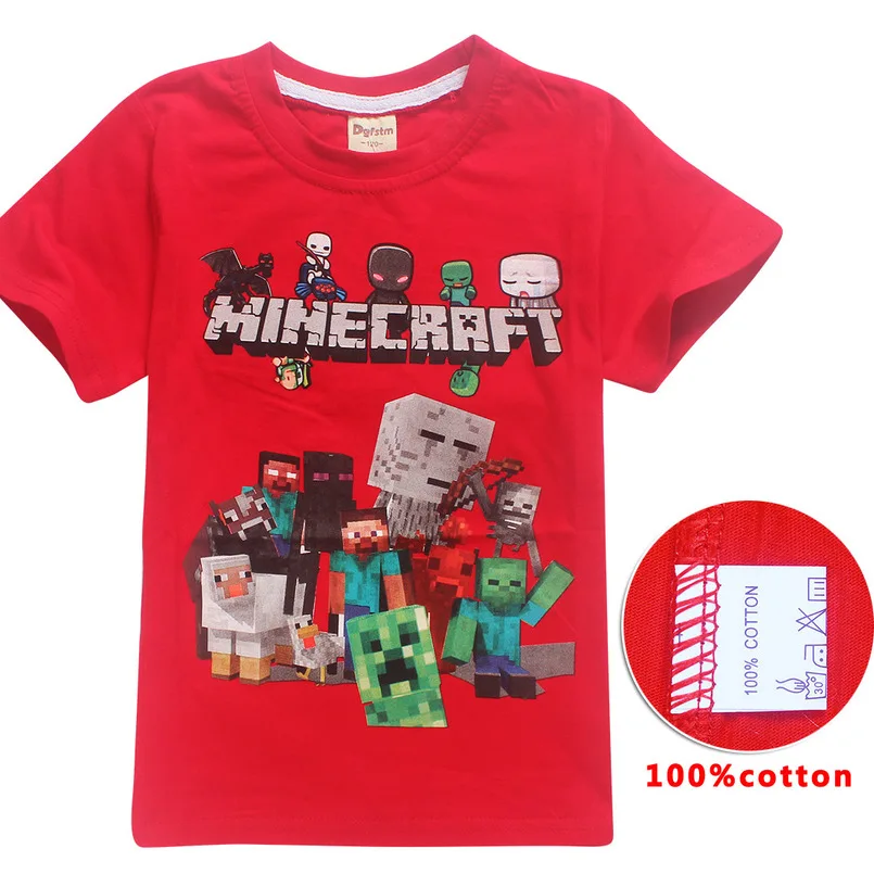 حار بيع جديد 2018 الكرتون Minecraft القمصان بلدي العالم شعبية القطن المحملات قصيرة الأكمام الفتيان الفتيات أعلى زي الأطفال الملابس