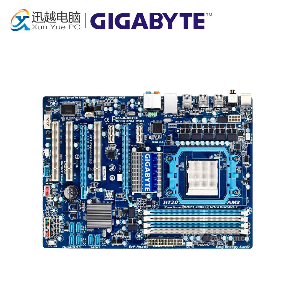 

Gigabyte GA-870A-USB3 Desktop Motherboard 870 Socket AM3 DDR3 SATA3 USB3.0 ATX
