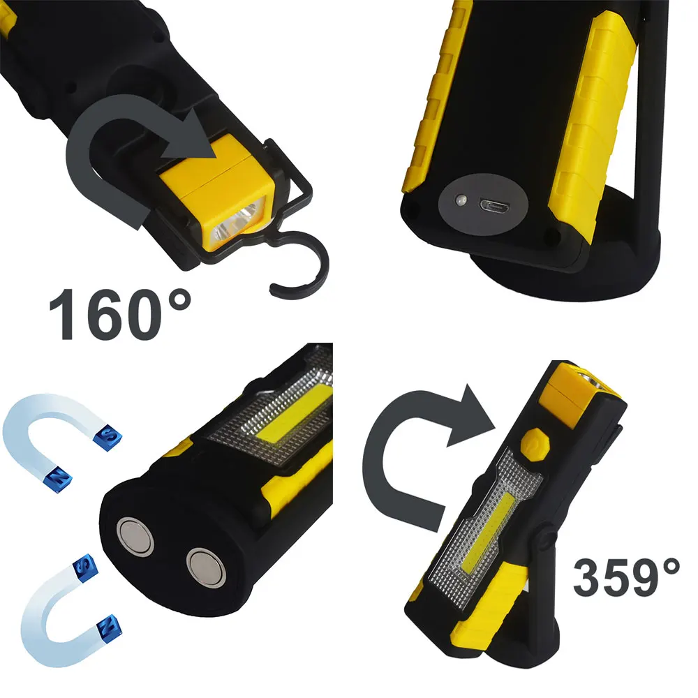 Portable-spotlight-LED-Flashlight-USB-Work-Light-Rechargeable-Magnetic-Hanging-Hook-Lamp-Camping-Car-Repairing-Bar-Light-Torch 1