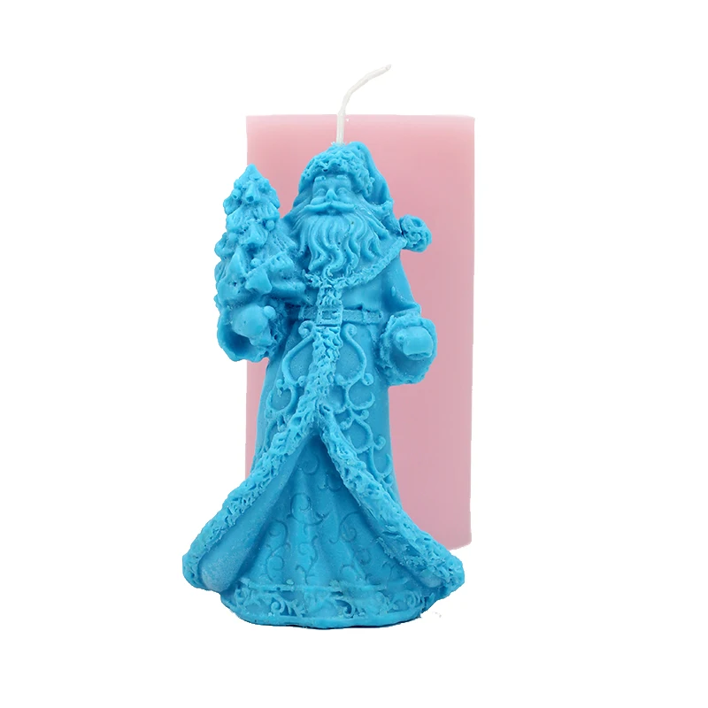 3D Свеча с Сантой силиконовая свеча форма для ручной работы мыло Плесень для творчества из пластика глина Рождество украшения инструмент
