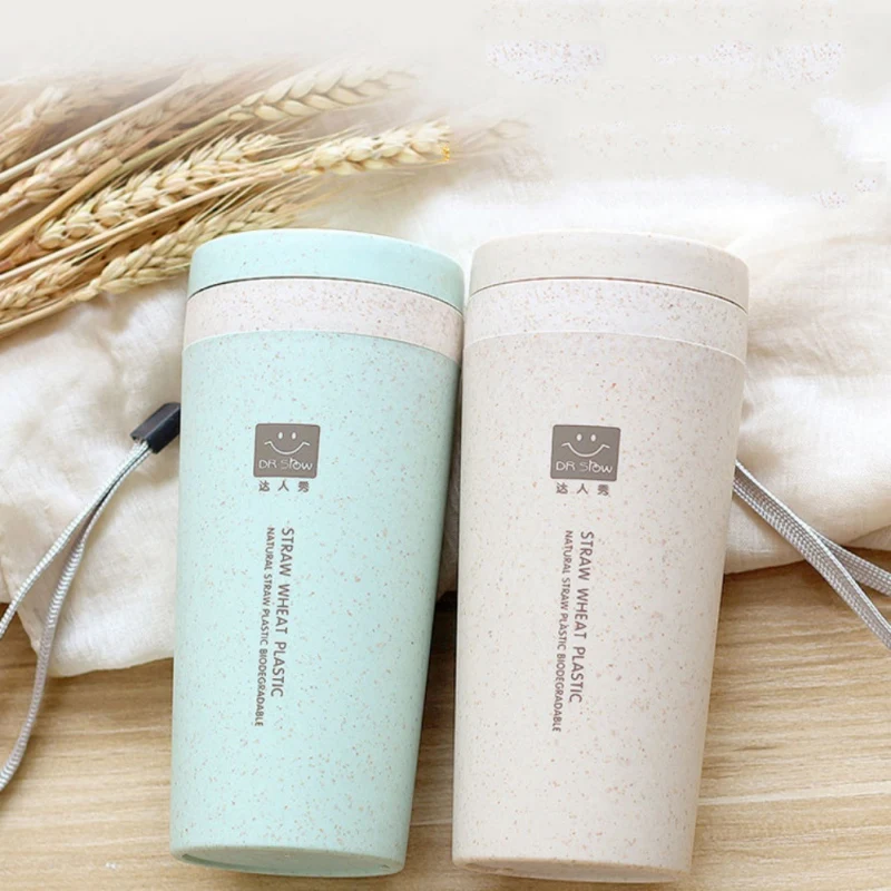 

1pc Double Straw Wheat Straw Water Cup Convenient Vacuum Flasks Cups terms Portable Cups